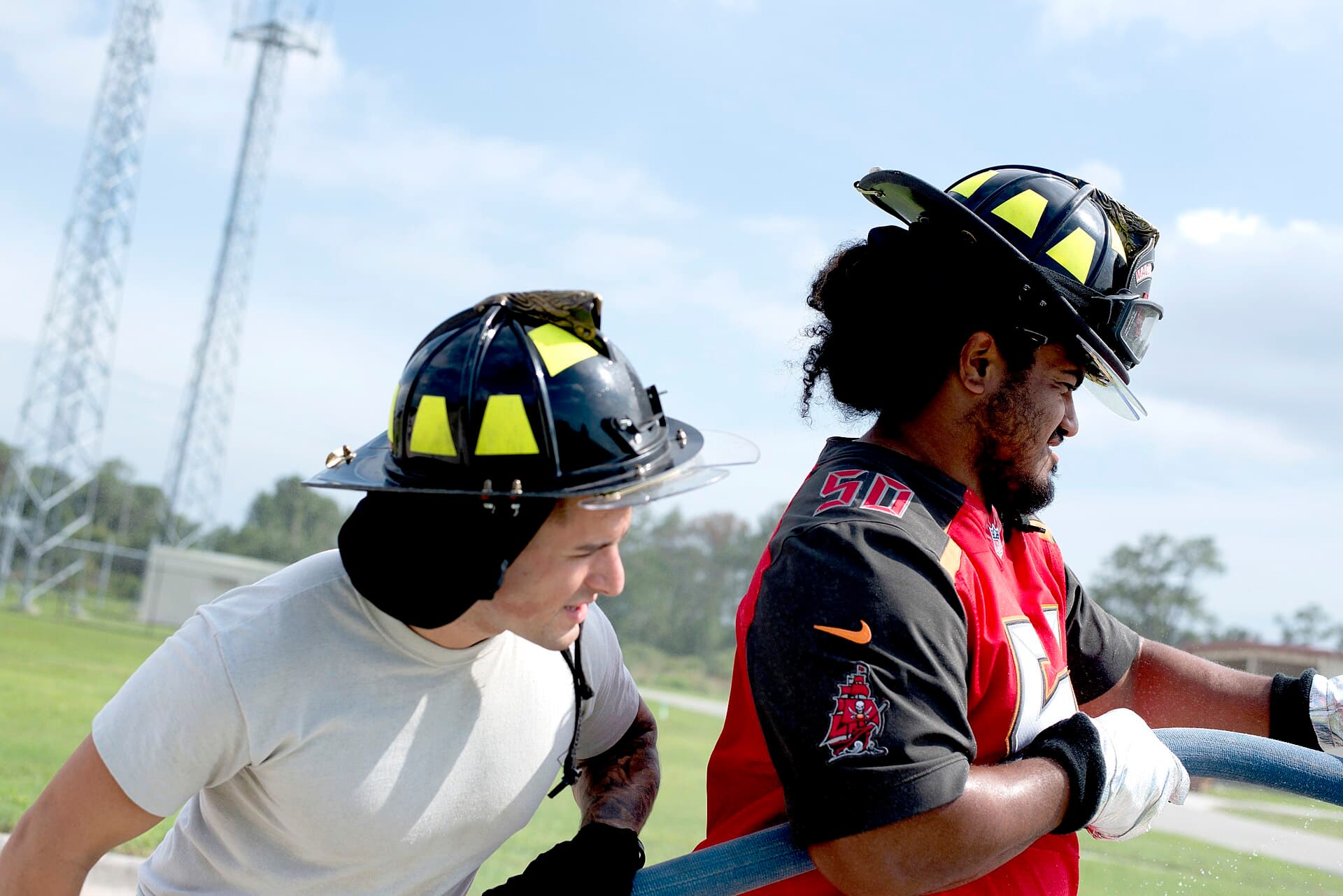 Buccaneers defensive tackle Vita Vea at a base tour event at MacDill Air Force Base in 2018.